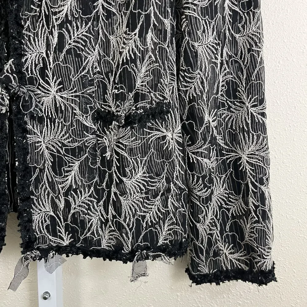 Jones New York Collection Embroidered Mesh Jacket Blazer Women’s 14 Silk